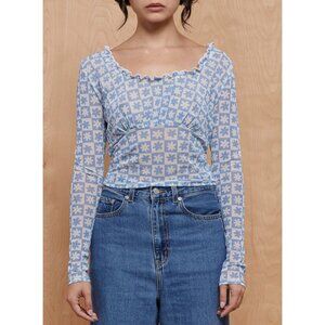 Lisa Says Gah Blue Floral Top